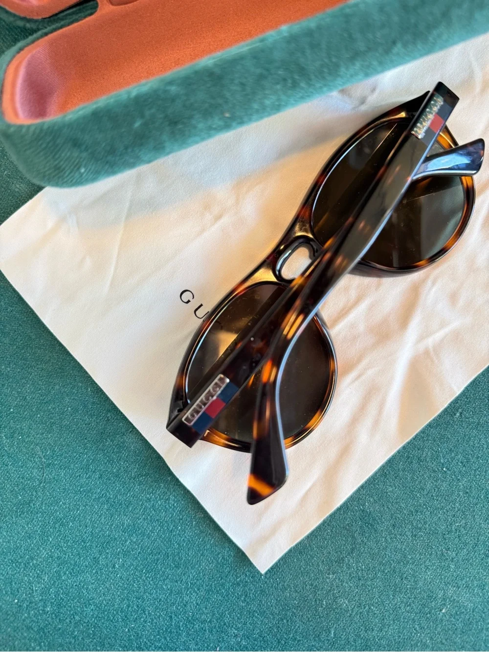 Gucci Tortoiseshell Frame Sunglasses with Dark Lenses